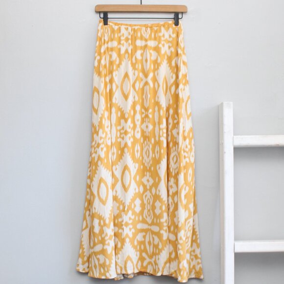 Steve Madden Tuscan Yellow Cream That's A Wrap Maxi Skirt Size Small - Picture 4 of 8